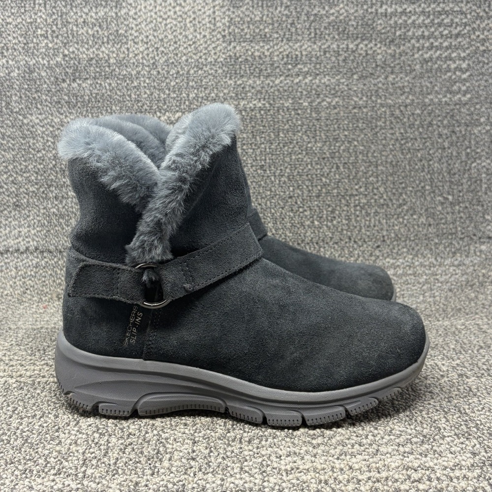 Skechers Easy Going Dreamers Move Women's Size 7 Gray Suede Fur Boots 168052